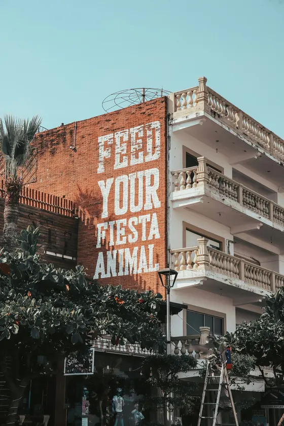 A Roma Norte building with a painted mural